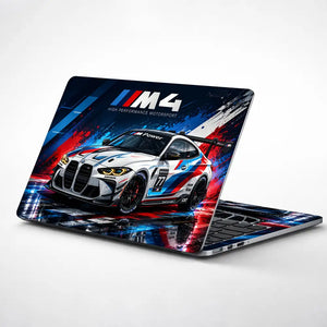 BMW M4 Race Car Front M Power Laptop Skin - View 1