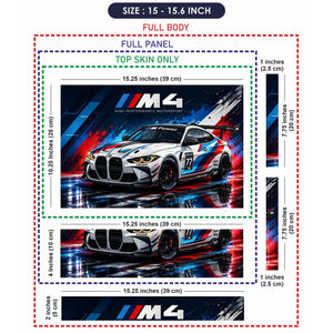 BMW M4 Race Car Front M Power Laptop Skin - View 8