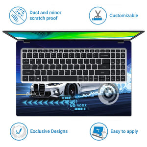 BMW M4 White Coupe Blue Racing Laptop Skin - View 5