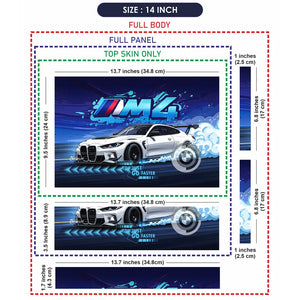 BMW M4 White Coupe Blue Racing Laptop Skin - View 7