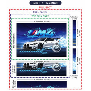BMW M4 White Coupe Blue Racing Laptop Skin - View 9