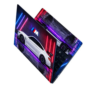 BMW M4 White Neon Garage Laptop Skin - View 2