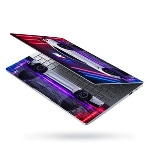 BMW M4 White Neon Garage Laptop Skin - View 3