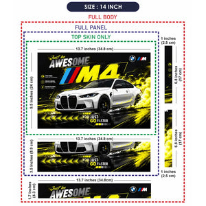 BMW M4 Yellow Smoke Awesome Laptop Skin - View 7