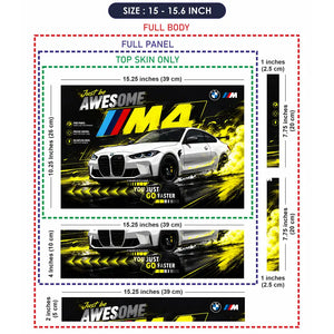 BMW M4 Yellow Smoke Awesome Laptop Skin - View 8