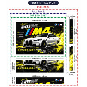 BMW M4 Yellow Smoke Awesome Laptop Skin - View 9