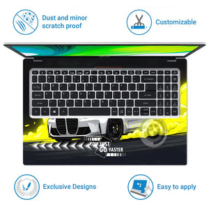 BMW M4 Yellow Smoke Drift Art Laptop Skin - View 5