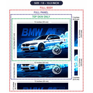 BMW M5 White Blue Neon Car Laptop Skin - View 6