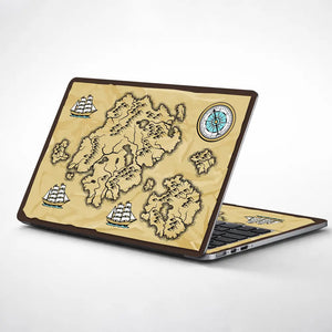 Boat Compass Brown Shaded Map Laptop Skin - View 1