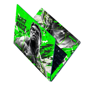 Bold Green Hulk Illustration With Energy Laptop Skin - View 2