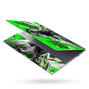 Bold Green Hulk Illustration With Energy Laptop Skin - View 3