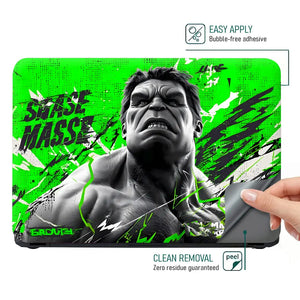 Bold Green Hulk Illustration With Energy Laptop Skin - View 4