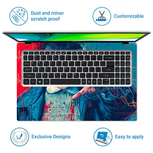 Bold Portrait Of A Girl With Powers Laptop Skin - View 5