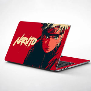 Bold Red Anime Ninja Portrait Laptop Skin - View 1