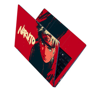 Bold Red Anime Ninja Portrait Laptop Skin - View 2