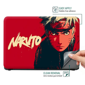 Bold Red Anime Ninja Portrait Laptop Skin - View 4