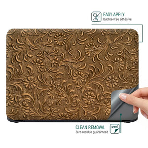 Bronze Copper Daisy Leather - Metallic and Textured Finish Laptop Skin - View 4