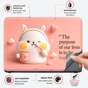 Bunny Purpose Happy Quote Pink Laptop Skin - View 4