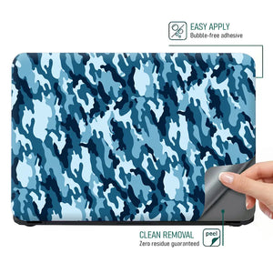 Camouflage Aqua Blue Laptop Skin - View 4