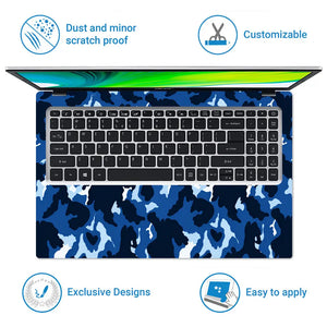 Camouflage Blue White Urban Laptop Skin - View 5