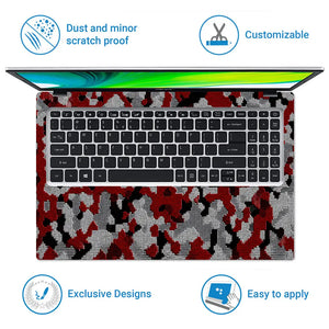 Camouflage Crimson Grey Laptop Skin - View 5
