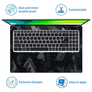 Camouflage Dark Geometric Hex Laptop Skin - View 5