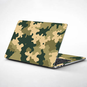 Camouflage Green Cream Woodland Laptop Skin - View 1