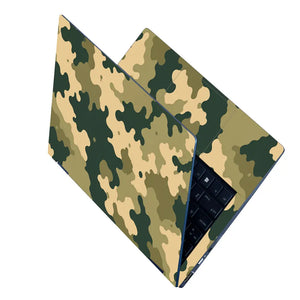 Camouflage Green Cream Woodland Laptop Skin - View 2