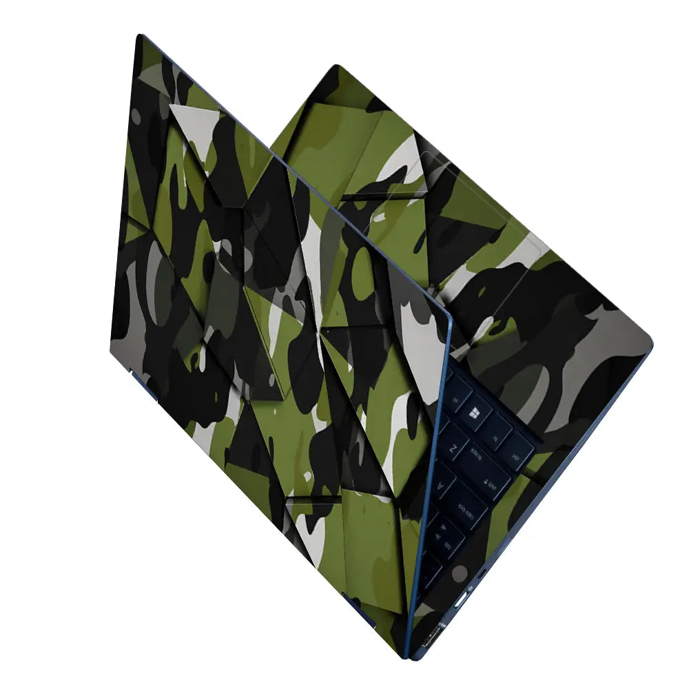 Camouflage Green Low-Poly Geometric Laptop Skin - View 2