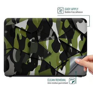 Camouflage Green Low-Poly Geometric Laptop Skin - View 4