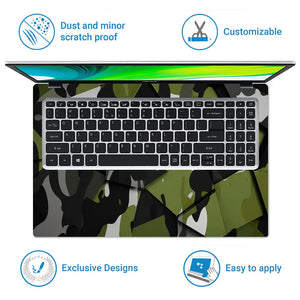 Camouflage Green Low-Poly Geometric Laptop Skin - View 5
