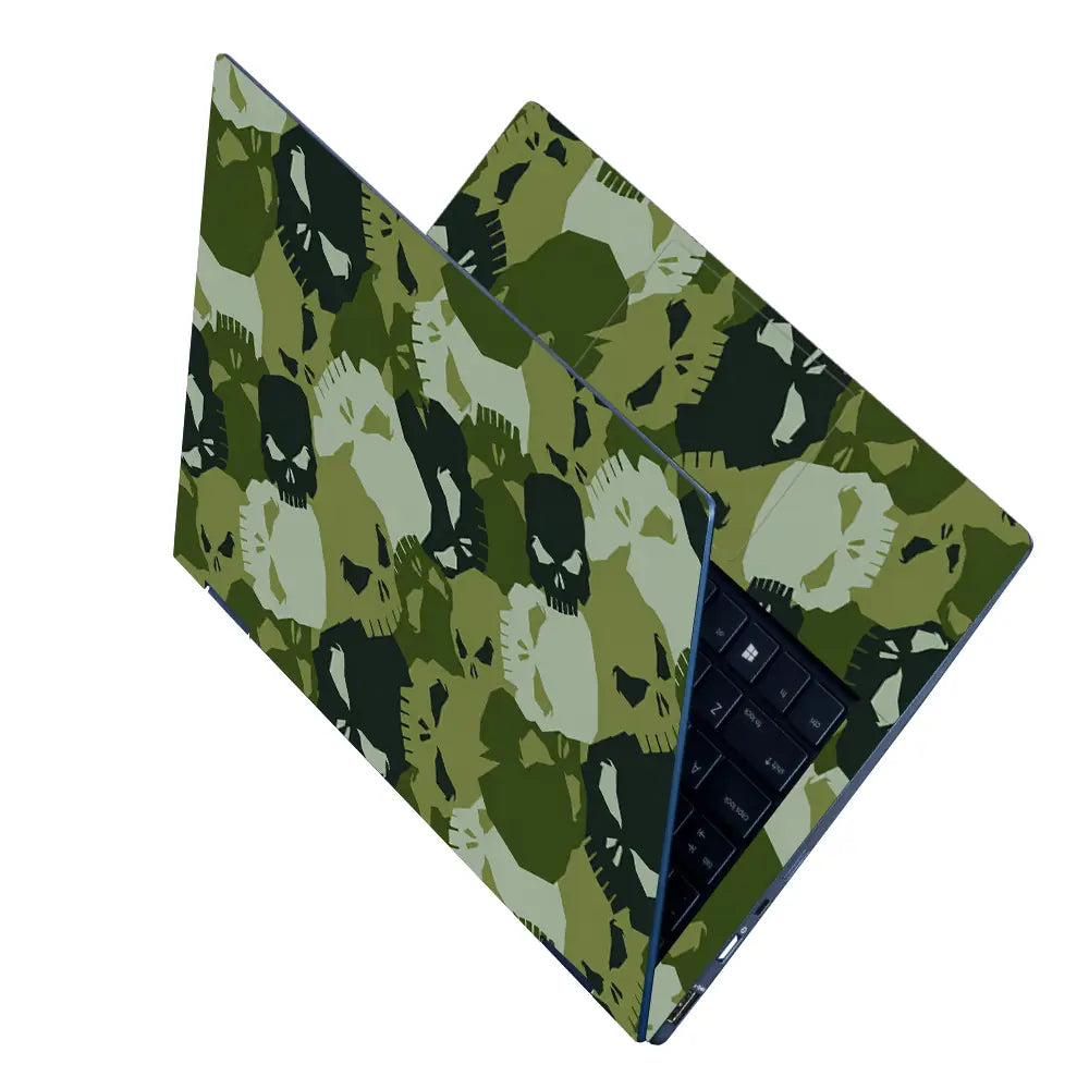 Camouflage Green Skull Laptop Skin - View 2