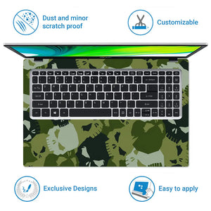 Camouflage Green Skull Laptop Skin - View 5