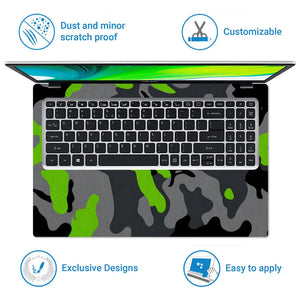 Camouflage Lime Accent Urban Laptop Skin - View 5