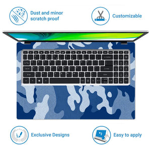 Camouflage Navy Blue Laptop Skin - View 5