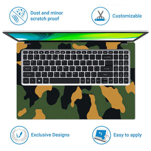 Camouflage Olive Orange Woodland Laptop Skin - View 5