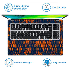 Camouflage Orange Navy Digital Laptop Skin - View 5