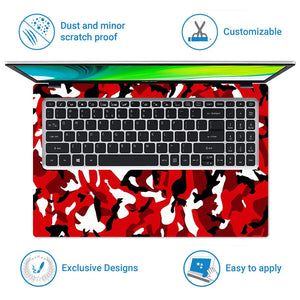 Camouflage Red Black White Laptop Skin - View 5