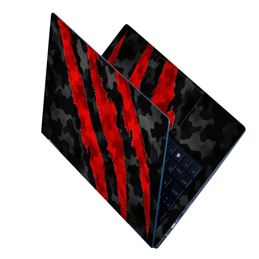 Camouflage Red Claw Slash Laptop Skin - View 2