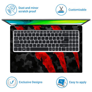 Camouflage Red Claw Slash Laptop Skin - View 5