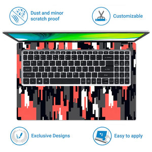 Camouflage Red Glitch Stripe Laptop Skin - View 5