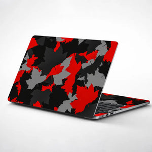 Camouflage Red Maple Leaf Laptop Skin - View 1