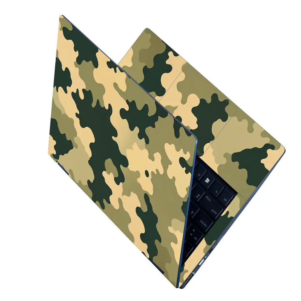 Camouflage Tan Green Field Laptop Skin - View 2