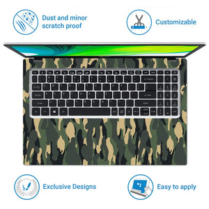 Camouflage Vertical Woodland Laptop Skin - View 5