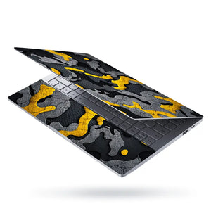 Camouflage Yellow Accent Hex Laptop Skin - View 3