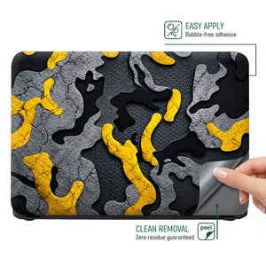 Camouflage Yellow Accent Hex Laptop Skin - View 4