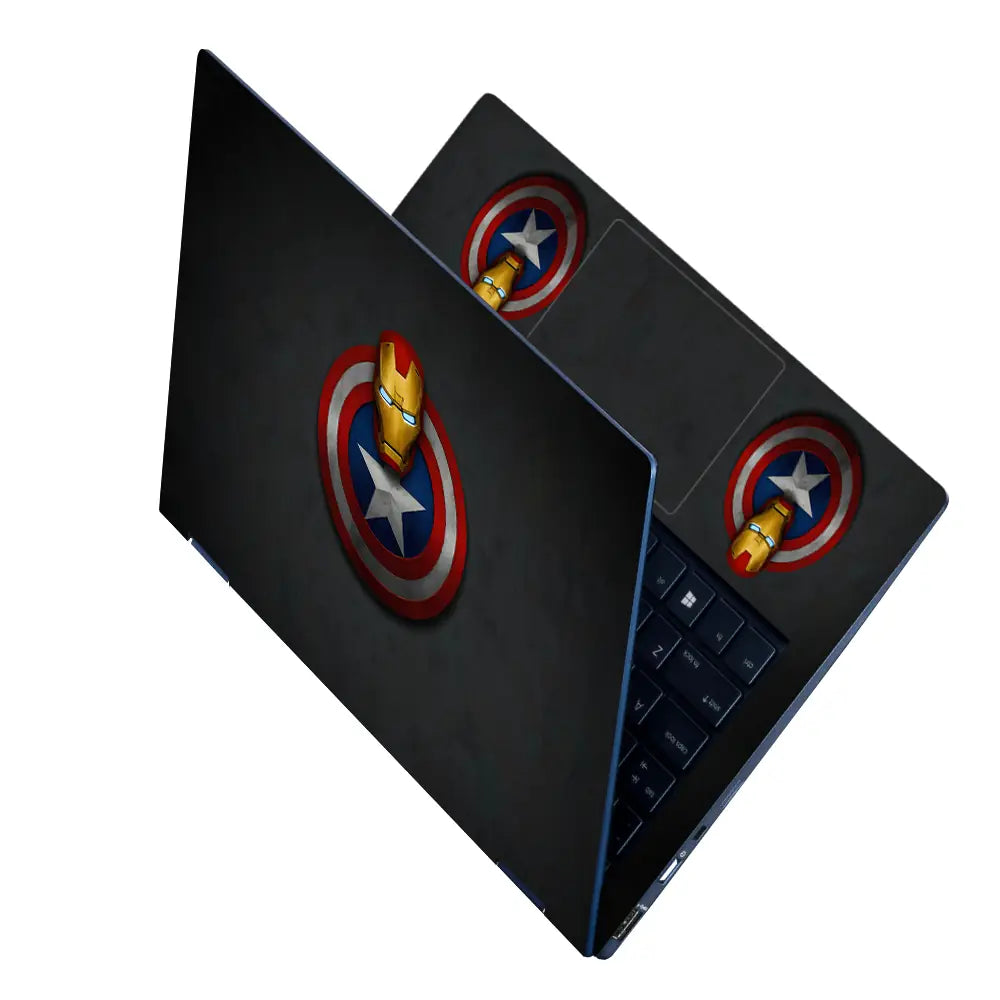Captain Shield Iron Man Mask Laptop Skin - View 2