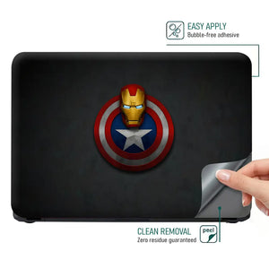 Captain Shield Iron Man Mask Laptop Skin - View 4