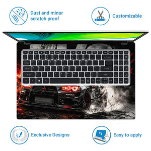 Cars Mitsubishi Evo Lancer Black Red Laptop Skin - View 5