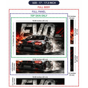 Cars Mitsubishi Evo Lancer Black Red Laptop Skin - View 9